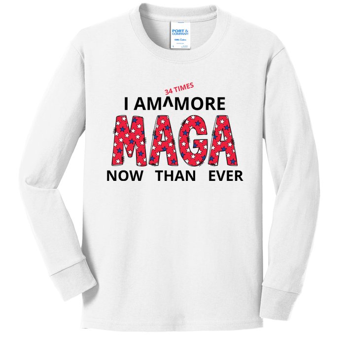 I Am 34 Times More Maga Now Than Ever Apparel Kids Long Sleeve Shirt