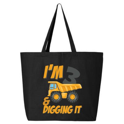 I Am 3 And Digging It Three 3yr 3th Birthday Construction Boy 3 Years Old 25L Jumbo Tote