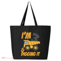 I Am 3 And Digging It Three 3yr 3th Birthday Construction Boy 3 Years Old 25L Jumbo Tote