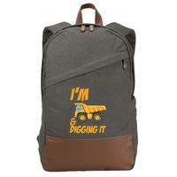 I Am 3 And Digging It Three 3yr 3th Birthday Construction Boy 3 Years Old Cotton Canvas Backpack
