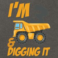 I Am 3 And Digging It Three 3yr 3th Birthday Construction Boy 3 Years Old Cotton Canvas Backpack
