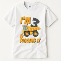 I Am 3 And Digging It Three 3yr 3th Birthday Construction Boy 3 Years Old Tall T-Shirt