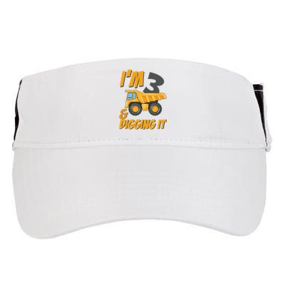 I Am 3 And Digging It Three 3yr 3th Birthday Construction Boy 3 Years Old Adult Drive Performance Visor