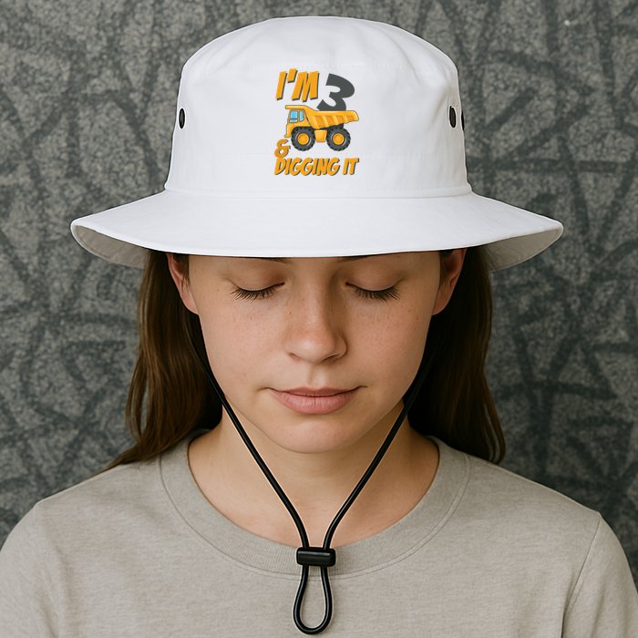 I Am 3 And Digging It Three 3yr 3th Birthday Construction Boy 3 Years Old Bucket Hat