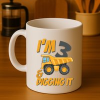 I Am 3 And Digging It Three 3yr 3th Birthday Construction Boy 3 Years Old Mug