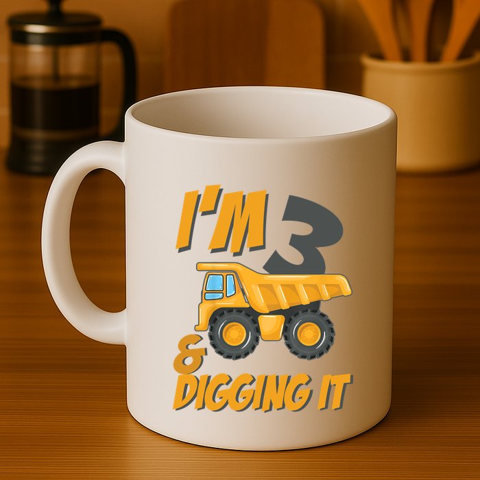 I Am 3 And Digging It Three 3yr 3th Birthday Construction Boy 3 Years Old Mug