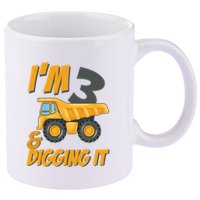 I Am 3 And Digging It Three 3yr 3th Birthday Construction Boy 3 Years Old 11oz C Handle Ceramic Mug