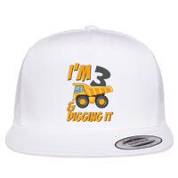 I Am 3 And Digging It Three 3yr 3th Birthday Construction Boy 3 Years Old Flatbill Hat