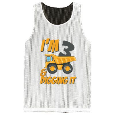 I Am 3 And Digging It Three 3yr 3th Birthday Construction Boy 3 Years Old Mesh Reversible Basketball Jersey Tank