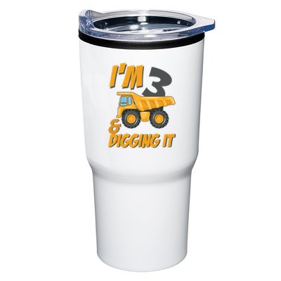 I Am 3 And Digging It Three 3yr 3th Birthday Construction Boy 3 Years Old Tumbler