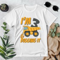 I Am 3 And Digging It Three 3yr 3th Birthday Construction Boy 3 Years Old Premium T-Shirt