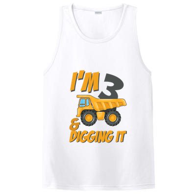I Am 3 And Digging It Three 3yr 3th Birthday Construction Boy 3 Years Old PosiCharge Competitor Tank