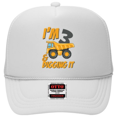 I Am 3 And Digging It Three 3yr 3th Birthday Construction Boy 3 Years Old Trucker Hat