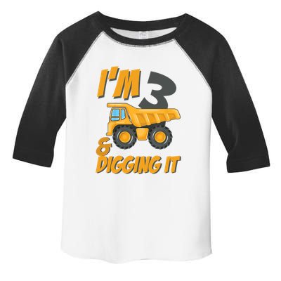 I Am 3 And Digging It Three 3yr 3th Birthday Construction Boy 3 Years Old Toddler Fine Jersey T-Shirt