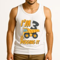 I Am 3 And Digging It Three 3yr 3th Birthday Construction Boy 3 Years Old Tank Top