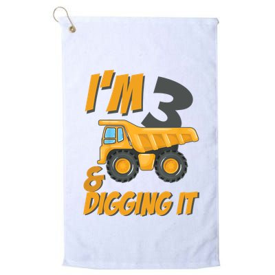 I Am 3 And Digging It Three 3yr 3th Birthday Construction Boy 3 Years Old Golf Towel