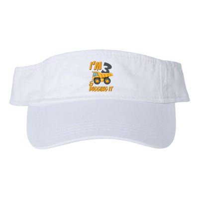 I Am 3 And Digging It Three 3yr 3th Birthday Construction Boy 3 Years Old Visor