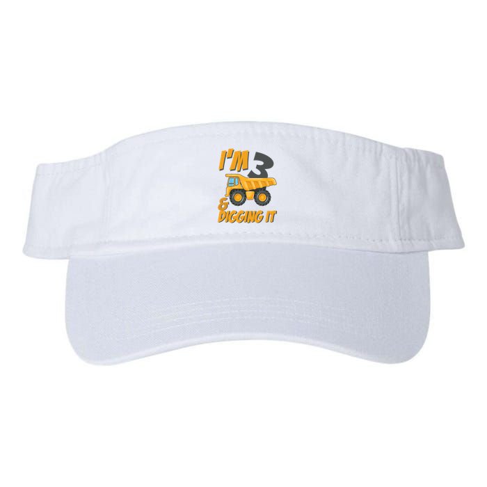 I Am 3 And Digging It Three 3yr 3th Birthday Construction Boy 3 Years Old Visor