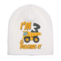 I Am 3 And Digging It Three 3yr 3th Birthday Construction Boy 3 Years Old Short Acrylic Beanie