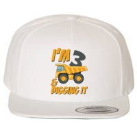 I Am 3 And Digging It Three 3yr 3th Birthday Construction Boy 3 Years Old Wool Snapback Cap
