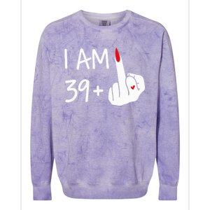 I Am 39 Plus 1 Middle Finger 40th Birthday Wo Mothers Day Colorblast Crewneck Sweatshirt