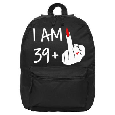 I Am 39 Plus 1 Middle Finger 40th Birthday Wo Mothers Day 16 in Basic Backpack
