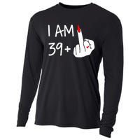 I Am 39 Plus 1 Middle Finger 40th Birthday Wo Mothers Day Cooling Performance Long Sleeve Crew