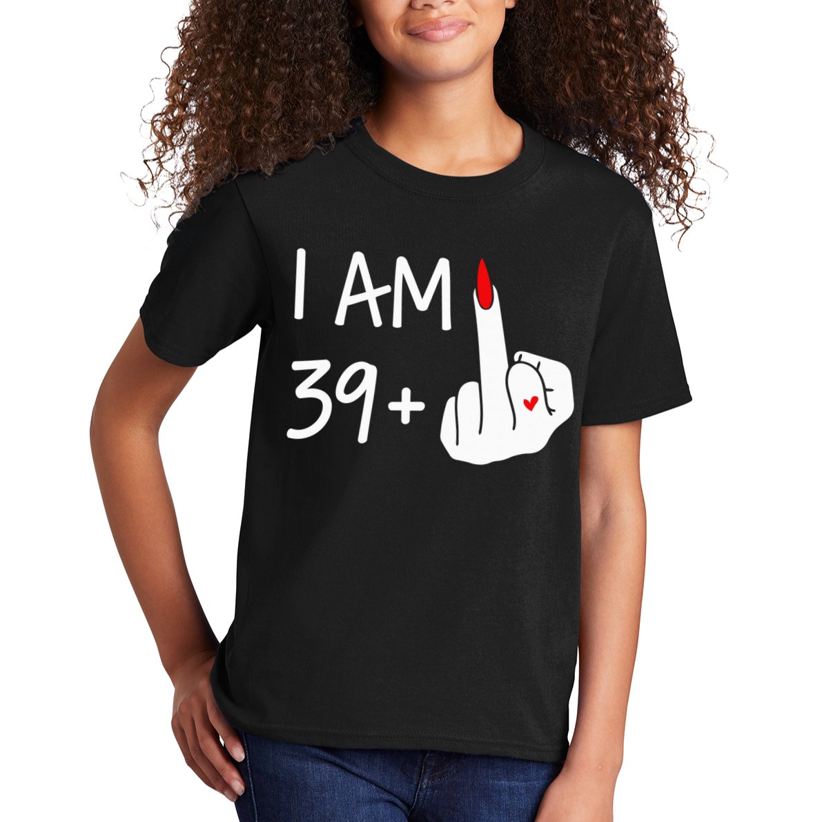 I Am 39 Plus 1 Middle Finger 40th Birthday Wo Mothers Day Kids T-Shirt
