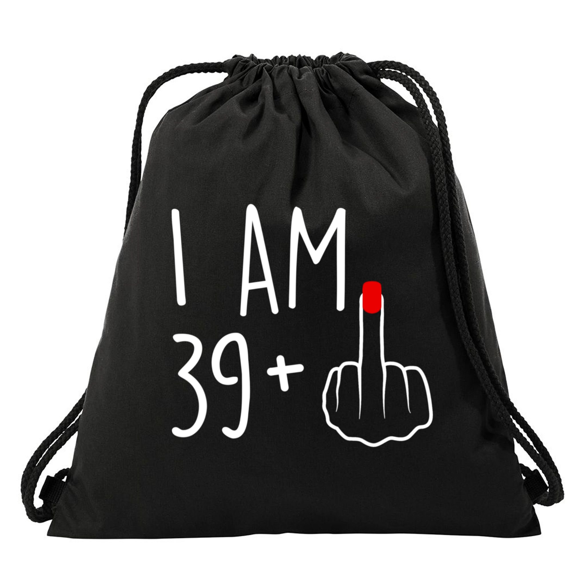 I Am 39 Plus 1 Middle Finger For A 40th Birthday For Women Drawstring Bag