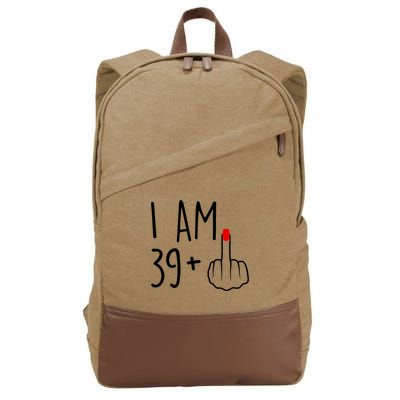 I Am 39 Plus 1 Middle Finger For A 40th Birthday For Women Cotton Canvas Backpack