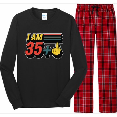 I Am 35 Plus Middle Finger Funny 36th Birthday Joke Gift Set Long Sleeve Pajama Set