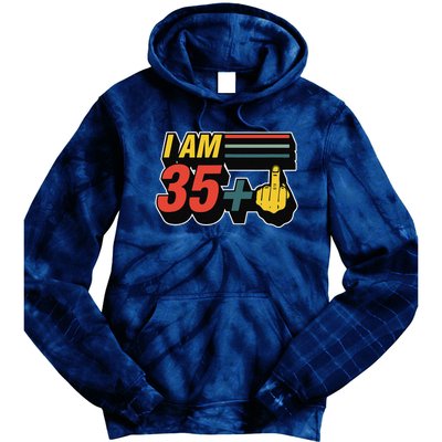 I Am 35 Plus Middle Finger Funny 36th Birthday Joke Gift Set Tie Dye Hoodie