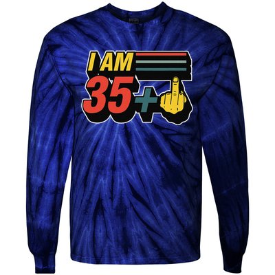 I Am 35 Plus Middle Finger Funny 36th Birthday Joke Gift Set Tie-Dye Long Sleeve Shirt