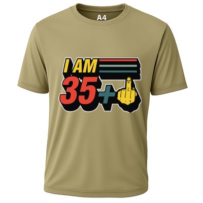 I Am 35 Plus Middle Finger Funny 36th Birthday Joke Gift Set Cooling Performance Crew T-Shirt