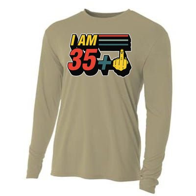 I Am 35 Plus Middle Finger Funny 36th Birthday Joke Gift Set Cooling Performance Long Sleeve Crew