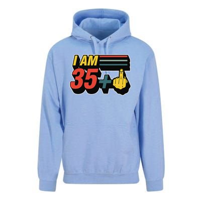 I Am 35 Plus Middle Finger Funny 36th Birthday Joke Gift Set Unisex Surf Hoodie