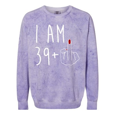 I Am 39 Plus Middle Finger Funny 40th Birthday Colorblast Crewneck Sweatshirt