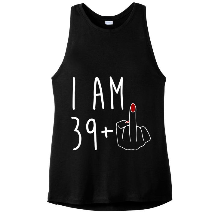 I Am 39 Plus Middle Finger Funny 40th Birthday Ladies PosiCharge Tri-Blend Wicking Tank