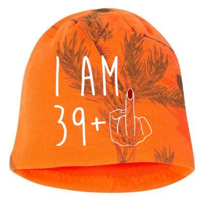 I Am 39 Plus Middle Finger Funny 40th Birthday Kati - Camo Knit Beanie