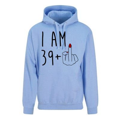 I Am 39 Plus Middle Finger Funny 40th Birthday Unisex Surf Hoodie