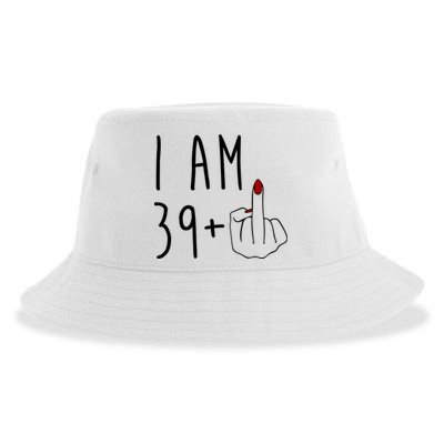 I Am 39 Plus Middle Finger Funny 40th Birthday Sustainable Bucket Hat