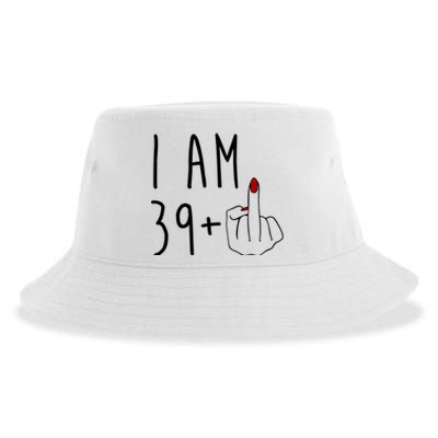 I Am 39 Plus Middle Finger Funny 40th Birthday Sustainable Bucket Hat