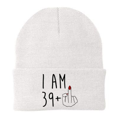 I Am 39 Plus Middle Finger Funny 40th Birthday Beanie