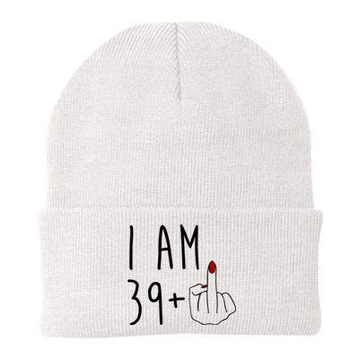 I Am 39 Plus Middle Finger Funny 40th Birthday Knit Cap Winter Beanie