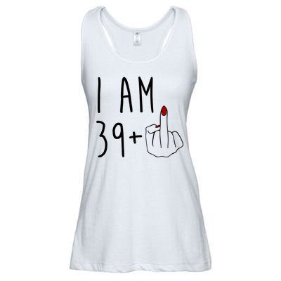 I Am 39 Plus Middle Finger Funny 40th Birthday Ladies Essential Flowy Tank