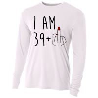 I Am 39 Plus Middle Finger Funny 40th Birthday Cooling Performance Long Sleeve Crew