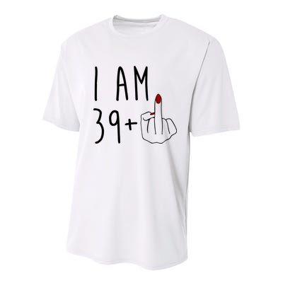 I Am 39 Plus Middle Finger Funny 40th Birthday Youth Performance Sprint T-Shirt