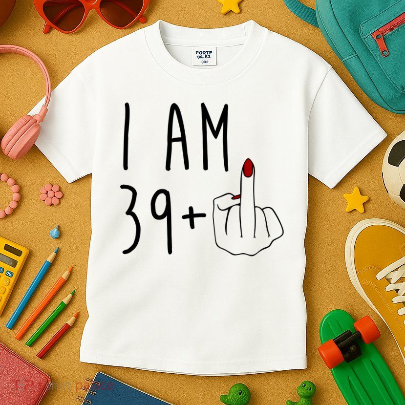I Am 39 Plus Middle Finger Funny 40th Birthday Kids T-Shirt