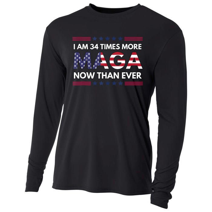 I Am 34 Times More Maga Now Than Ever Trump Supporters Cooling Performance Long Sleeve Crew