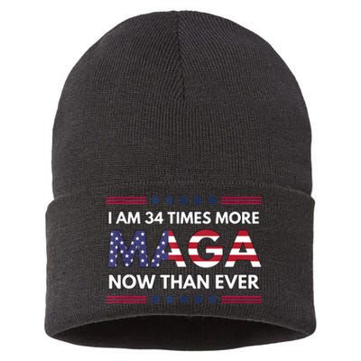 I Am 34 Times More Maga Now Than Ever Trump Supporters Sustainable Knit Beanie